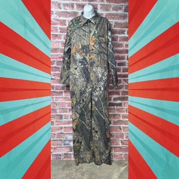 Mossy Oak Camo Zip-Up Jumpsuit | Unisex Size Large | Green Hunting Coveralls - Picture 1 of 9